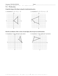 Write an equation that will move the graph of the function f(x)=x2 right 4 units. Translations Worksheet Weds Sept 2nd