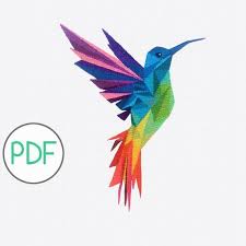 Cross Stitch Pattern Geometric Hummingbird Multi Coloured Etsy In 2021 Cross Stitch Animals Cross Stitch Geometric Cross Stitch Patterns