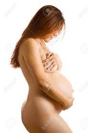 Portrait Of 9 Months Nude Pregnant Woman Over White Stock Photo, Picture  and Royalty Free Image. Image 8202293.
