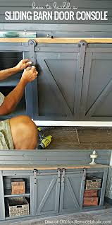 How To Build A Sliding Barn Door Console For An Entertainment Center Or Media Room Farmhouse S Barn Door Console Barn Door Entertainment Center Diy Barn Door