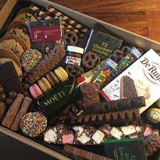 I put together this fun and tasty holiday hot chocolate dessert board loaded with lots of my lover girl's favorite treats (and a few of mine). Chocolate Dessert Box Platter Box Or A Chocolate Grazing Box A Birthday Gift For My Bff 20 Dessert Gifts Chocolate Gift Boxes Dessert Boxes Diy