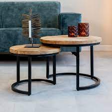 A collection of wood coffee tables. Coffee Table Calla 3cm Thick Set Of 2 Solid Wood Furnwise