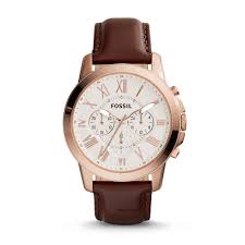 Fossil Grant Fs4991 Erkek Kol Saati Erkek Kol Saatleri Deri Saat Kirmizi Altin