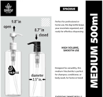 Bar5F Plastic Lotion Bottles with Black & White Pumps, 16 oz | Leak Proof, Empty Clear Cylinder, Refillable, BPA Free for Shampoo, Moisturizer, Face ...