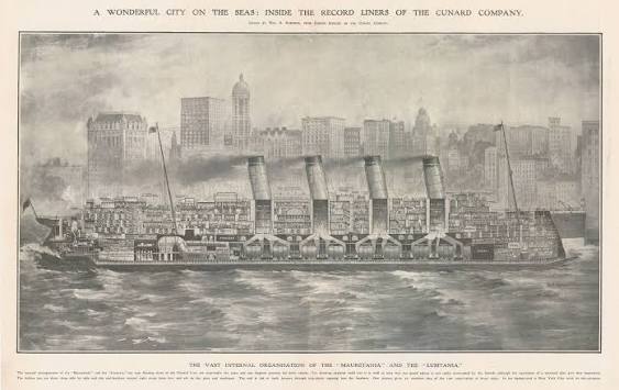 Illustrated London News (ILN), Ships - Cunard Line, Mauritania and Lusitania, 1907 | The Map House