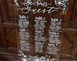 Handwritten Seating Chart Acrylic Plexi Glass Wedding