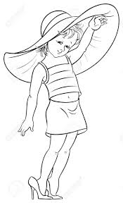 Ilustracion del vector del caracter lindo nina de dibujos animados. Venta Nina En Ropa Interior Para Colorear En Stock