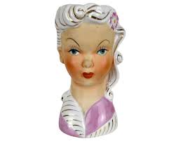 Vintage Ceramic Head Vase Asian Lady L'amour Lefton 6 1/8” Tall