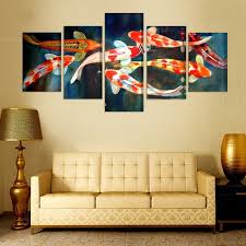 Find great deals on ebay for koi fish home decor. 5 Panels Modern Canvas Art Chinese Painting Koi Fish Wall Art On Canvas Home Decor For Living Room Bedroom Wish