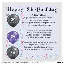 18th Birthday Greetings For Grandson Grandson Poem 18th Birthday Square Sticker Zazzle Com Happy 18th Birthday Son Birthday Wishes For Nephew Happy 21st Birthday Wishes