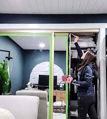 You should be able to move the door from covering the doorway completely to completely out of the way. Sliding Closet Door Makeover Hack With Paint Tape Making Manzanita