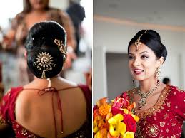 This is a low hanging bun famous as north indian bridal hairstyle for reception. Latest Bridal Hairstyles For Wedding Sarees