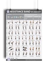 Resistance Band Exercise Poster Laminated 19 X27 Band Workout Workout Posters Resistance Band Workout