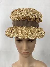 Vintage Hats Kay & Guy Anderson New York Raffia Cloche Ha Wide Ribbon Bow  22 1/2