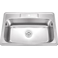 Kitchen sink drop in single bowl 33 x 22. 33 Inch Stainless Steel Top Mount Drop In Single Bowl Kitchen Sink W One Faucet Hole