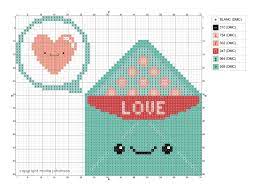 Stitch count is 64w x 101h. Free Love Letter Valentine Cross Stitch Pattern