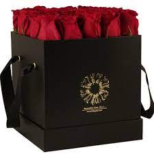 Square Luxurious Box With Red Roses For Gift Online In Qatar Red Rose Bouquet Flower Gift Red Roses