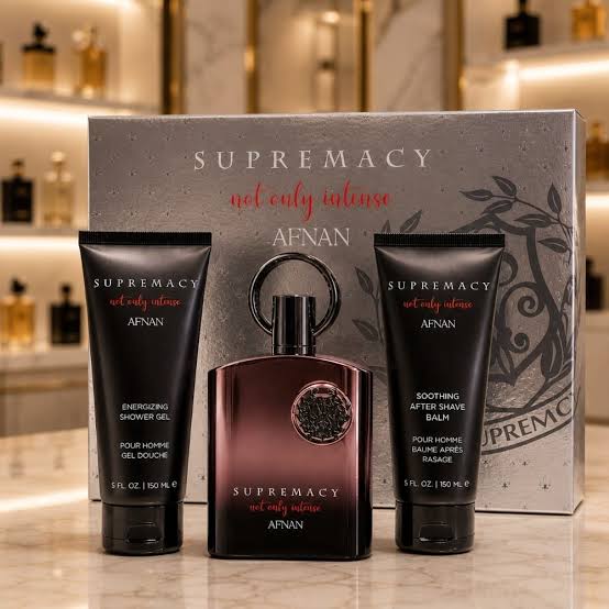 Supremacy Not Only Intense Set de Regalo 100 ml / 3.4 fl. oz Eau de Parfum  + 150 ml / 5.0 fl. oz Shower Gel + 150 ml / 5.0 fl. oz Bálsamo After Shave  Para Hombre De Afnan (73246) – Wholesale55