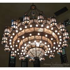 Traditional Chandelier Large Moroccan Filigree Brass Chandelier