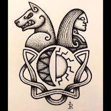 52 Minutes Later Norse Nordic Werewolf Wolfman Wolf Sun Moon Tattoo Viking Art Drawing Irartwork Poi Werewolf Tattoo Viking Symbols Tattoos