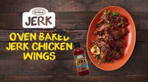 Here Is A Delicious Recipe For Oven Baked Jerk Chicken Wings Yes You Can Jerk Anything Get Your Grace Je Baked Jerk Chicken Jerk Chicken Wings Jerk Chicken
