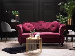 Personally, i prefer a darker shade of red, but there are some beautiful cherry red sofa ideas included in this article as well. 2 Seater Velvet Sofa Dark Red Skien Beliani Co Uk