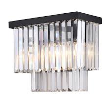 Black Metal And Crystal Chandelier Crystal Prism Wall Sconce Lamp 2 Lights Ceiling Light Creative Modern Simple Wall Lamp Hotel Retro Bedside Livin Ceiling Lights Wall Lights Bedroom Sconce Lamp