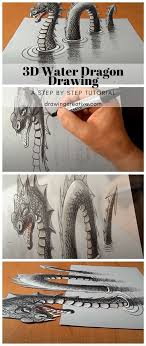 How To Draw A 3d Water Dragon Drawing Creative Water Dragon Drawings Dragon Drawing