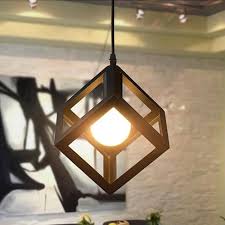 Creative Chandelier Cube Ceiling Lights Square Pendant Lamp Iron Lightning Lamps Asc Vintage Lamparas Colgantes Lampara Colgante De Madera Lamparas