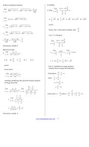 Artikel ini akan mengulas strategi penyelesaian limit fungsi aljabar, aturan l'hopital dan modifikasi turunan, serta contoh soal. Soal Matematika Limit Fungsi Kelas 12 Docx Soalkunci