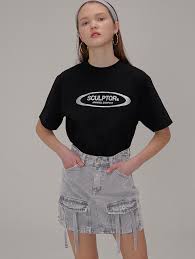 Sculptor Acid Wash Denim Cargo Skirt Harumio D4168 puff slim medium dress *l size production*.