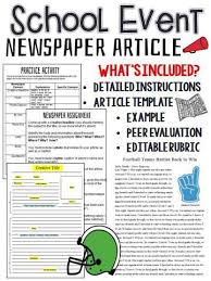 School Event Newspaper Article Peer Review Template Editable Rubric Newspaper Article Teaching Writing Student Writing