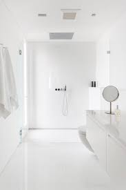 Contemporary hardware and a vessel sink prevent the mirrored surfaces from looking outdated. 26 Chic All White Bathrooms That Inspire Digsdigs