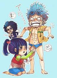 Little Robin And Franky With Brook One Piece Anime One Piece Drawing One Piece Comic