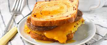 214 calories, 4.5g total fat (2g sat fat), 588mg sodium, 28g carbs, 6.5g ber, 2g sugars, 20.5g protein. Cinnamon Bread Breakfast Sandwich Recipe Swaggerty S Farm