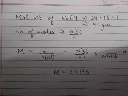 Molarity is a concentration term in which the no. O 36 Grams Of Naoh Is Dissolved In Water To Prepare 450 Ml Of Solution Calculate The Molarity Of Brainly In