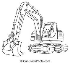 Free coloring pages to download and print. Excavator Coloring Page Cute And Funny Coloring Page Of An Excavator Provides Hours Of Coloring Fun For Children To Color Canstock