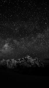 Nf71 Starry Night Sky Mountain Nature Bw Dark Iphone Wallpaper Sky Starry Night Sky Dark Wallpaper