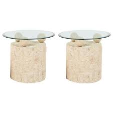 1980s Natural Mactan Stone End Side Tables With Glass Tops In 2020 Vintage Side Table Side Table Modern Side Table