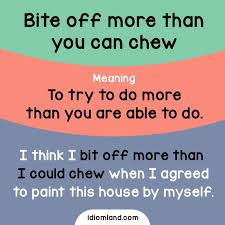 Bite Off More Than You Can Chew Sentence Examples Pin On Idioms