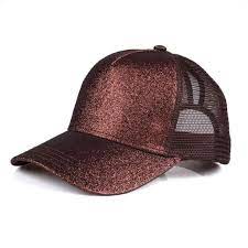 Bronze Glitter Cc Mesh Baseball Hat Cap Ponytail Baseball Cap Baseball Hats Cap
