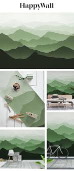 This wallpaper comes with adhesive. Green Mountains Ii Wallpaper In 2021 Mountain Mural Mountain Wall Painting Mountain Wall Mural