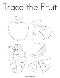 Cool pictures to trace coloring pages are a fun way for kids of all ages to develop creativity, focus, motor skills and color recognition. Trace The Fruit Coloring Page Twisty Noodle Kids Worksheets Preschool Preschool Tracing Alphabet Worksheets Preschool