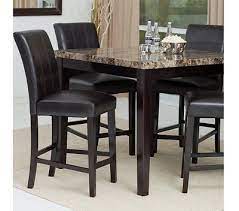 Black, white & gray dining room furniture: 5 Pc Counter Height Dining Set Espresso Wood Dinette Furniture 4 Stools Marble Go Shop Home Kitchen Table Settings High Dining Table Dining Room Table Set