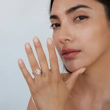 Buy Oval Art Deco Halo Engagement Ring Set Three Piece Wedding Ring Set  Vintage Style Wedding Ring Stackable Ring Bundle BR3052-3A Online in India 