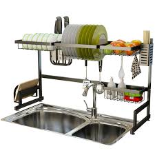 Maybe you would like to learn more about one of these? Stainless Steel Black Dish Drying Rack Over Kitchen Sink Dishes And Utensils Draining Shelf Kitchen Storage Countertop Organizer Utensils Holder Kitchen Space Saver All In One Dishes Washing Solution
