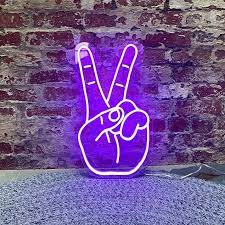 Peace Hand Symbol Neon Light Led Neon Signs Neon Lighting Neon Wall Art