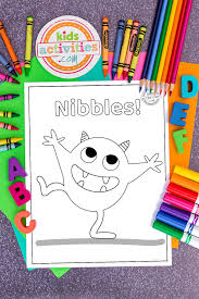 The first page in this coloring set features the classic nibbles the book monster pose from the cover art of the first nibbles the book monster book. Nibbles The Book Monster Coloring Pages