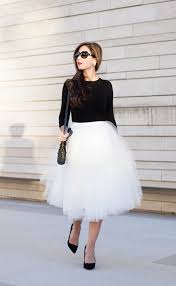 Black And White Skirt Outfit White Tulle Skirt And Black Long Sleeve Top Tulle Skirts Outfit White Tulle Skirt Fashion
