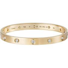 Cartier Love 18ct Yellow Gold And Diamond Bracelet Cartier Love Bracelet Love Bracelets Bracelets Gold Diamond